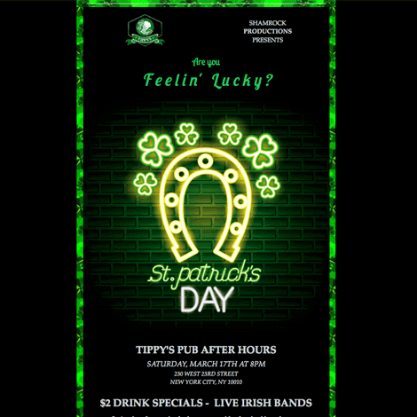 St. Patrick's Day Neon Sign Live Music Event
